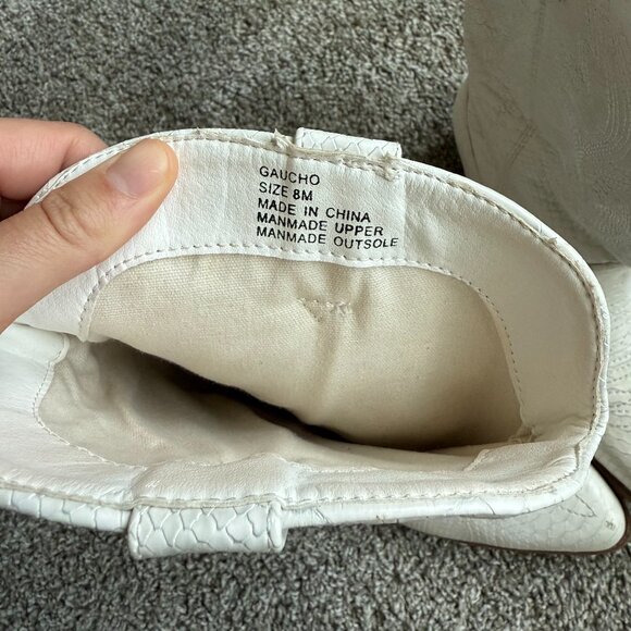 Women's White Cowboy Boots Snakeskin Embossed Gaucho Western Manmade US Size 8M - Picture 8 of 8